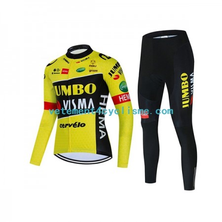 Femme Tenue Cycliste Manches Longues et Collant Long 2022 Team Jumbo-Visma N001